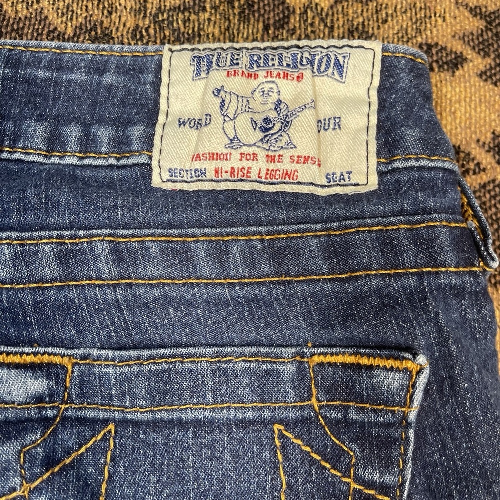 Vtg True Religion Jeans Womens Size 27 Blue Hi Rise Legging Embroidered USA - Picture 10 of 10